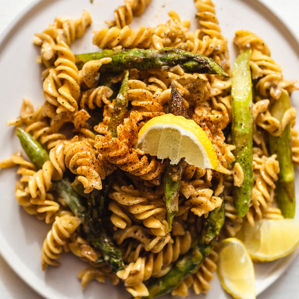 Spirals with Roasted Asparagus and Garlic Butter