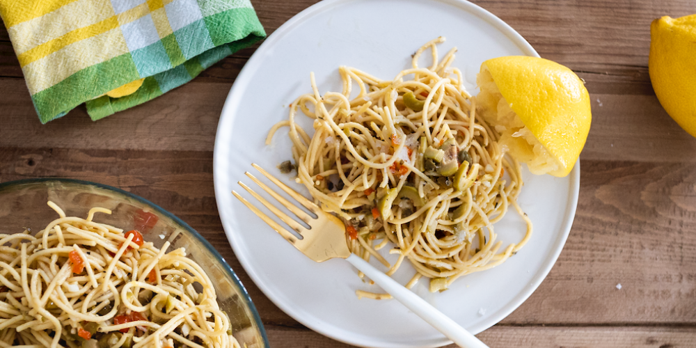 Spaghetti with Lemon, Capers and Olives